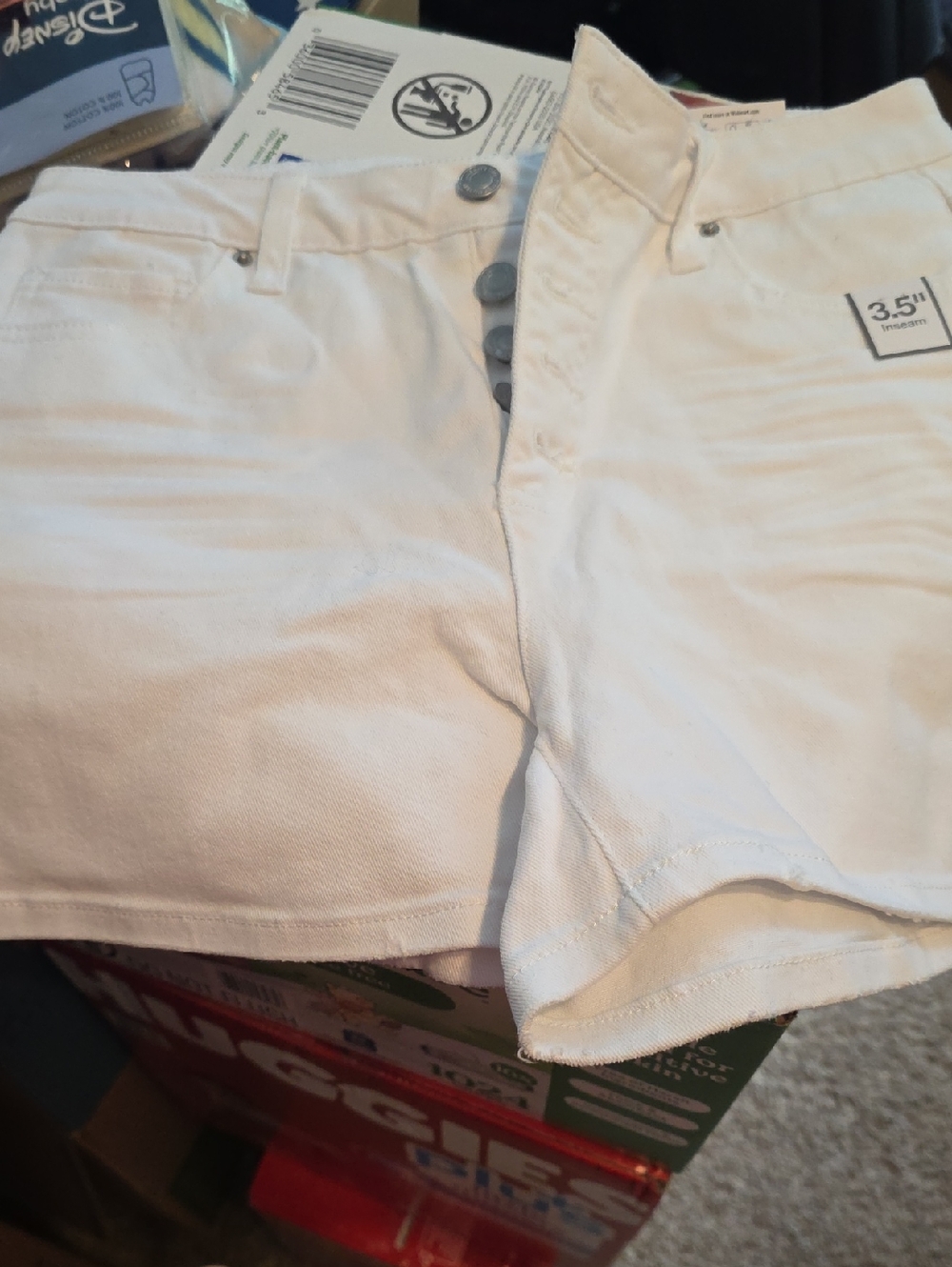 WoMen's White Denim Shorts - Button Fly